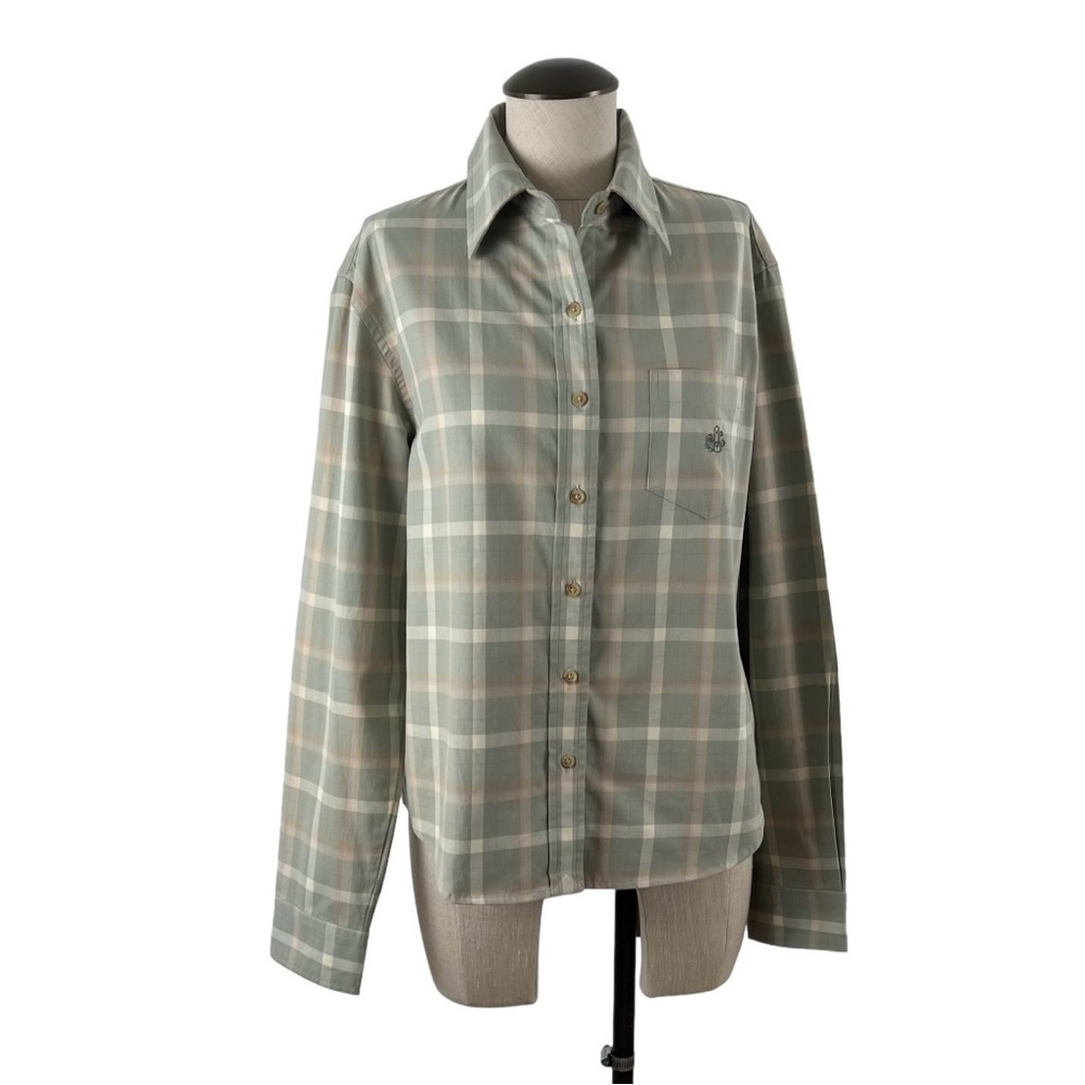 Ralph Lauren Plaid Long Sleeve Button Down Blouse Shirt Large